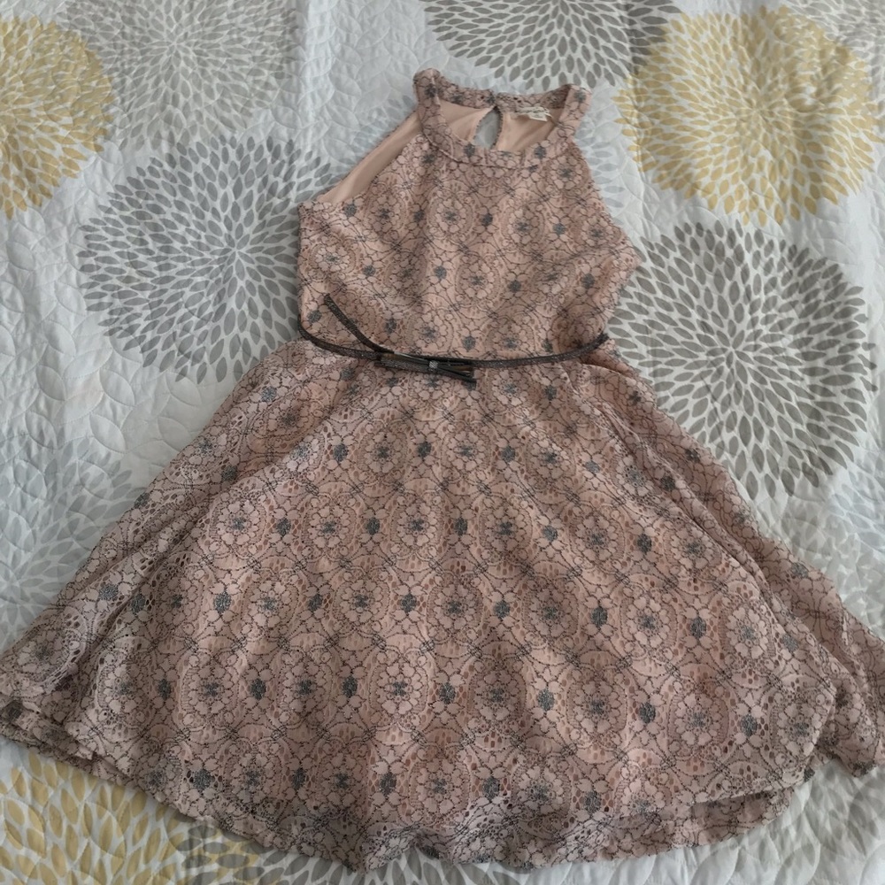 rose pink dress with silver glitter accents